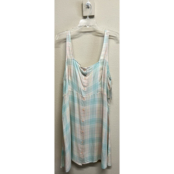 Abound Pink Green Adley Plaid Dress Sz 2X Women Sleeveless Button Up NEW - Picture 6 of 8